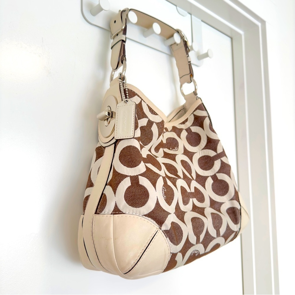 ✅Sold✅ Coach Peyton OP Art Shoulder Bag – Brown & Cream (14512) - Picture 4 of 8